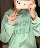 衣圖雅休閑套裝衛(wèi)衣女學生裝2022春秋季新款減齡韓版寬松字母印花時尚百搭連帽兩件套 綠色衛(wèi)衣+白褲【套裝】 M【95-108斤】 曬單實拍圖