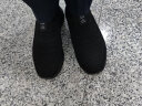 热风春季新款男士时尚户外圆头休闲鞋纯色舒适透气轻便网面鞋 01黑色 40（正码） 实拍图