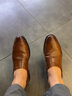 巴圖騰夏季皮鞋男真皮商務(wù)休閑正裝鏤空透氣皮涼鞋套腳軟底黑色圓頭男鞋 棕色B17246102 44 曬單實(shí)拍圖