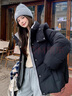 億梵莎（YIFANSHA）棉服外套秋冬款女2024新款韓版小個(gè)子學(xué)生寬松面包服羽棉襖絨服女 黑色 均碼（可備注碼數(shù)） 曬單實(shí)拍圖