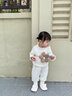 幼歌（YOUGE） 兒童時(shí)尚花邊領(lǐng)毛衣寶寶北歐風(fēng)元氣立體太陽(yáng)花保暖上衣 淺杏 80 cm 曬單實(shí)拍圖