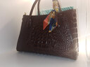 尊爵狼鱷魚(yú)紋女包手提包新款真皮通勤媽媽包高檔皮包大容量包包生日禮物 棕色 曬單實(shí)拍圖