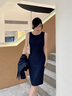 法莎羅兒（FASLOV）春夏季西服連衣裙2024新款職業(yè)套裝主持人正裝售樓工作服高檔裙子 單件裙子 S 曬單實(shí)拍圖