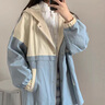 莫代爾棒球服外套女2025春秋冬新款加絨加厚女裝初高中學(xué)生寬松工裝上衣 藍(lán)白色 M 90-110斤 曬單實(shí)拍圖