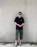 皮爾卡丹七分褲子男夏季寬松直筒外穿冰絲速干透氣潮流工裝青年休閑7分褲 淺綠 XL 曬單實拍圖