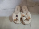 女士涼拖女2025夏季新款外穿蝴蝶結金屬熊一字拖松糕時(shí)尚百搭厚底 米白色 36 曬單實(shí)拍圖