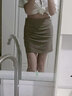 歐貝汐黑色半身裙女2025夏季高腰緊身包臀性感不規(guī)則褶皺短裙一步裙 卡其色 M 曬單實(shí)拍圖