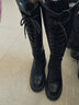 達芙妮長(cháng)筒靴女加絨高筒顯高顯瘦厚底百搭潮款內增高騎士靴馬丁靴瘦瘦靴4622607092 黑色（加絨） 37  曬單實(shí)拍圖