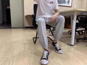 啄木鳥(niǎo)休閑褲男褲子春秋款薄款潮流純色寬松運動(dòng)束腳褲春夏季男士長(cháng)褲 WK602-1灰色 XL 曬單實(shí)拍圖