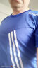 欧联霸运动套装短袖男夏季跑步服休闲两件套速干衣T恤五分裤足球训练服 蓝色 XL（建议120-140斤） 实拍图