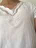 茵曼夏新款棉料弹力V领短袖T恤绣花纯色打底修身上衣女【18225111】 白色 S 实拍图