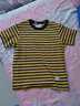AK ARMY 男裝 夏季新品男式純棉細條紋短袖T恤男士?；晟滥衪恤阿美咔嘰 黃黑條紋 S 曬單實(shí)拍圖