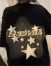 迪伽達 短袖t恤男夏季純棉美式復古vintage星星寬松歐美風(fēng)高街潮牌上衣 SDJ-8819黑色 XL 曬單實(shí)拍圖