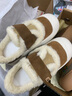 快樂(lè)瑪麗（J&M）加絨棉鞋女2024冬季新款加厚保暖防滑一腳蹬休閑鞋外穿東北毛毛鞋 駝色 37 曬單實(shí)拍圖