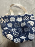 途尊（kingtrip）帆布手拎包女飯盒便當袋抽帶日系布藝手提包小巧大容量束口包袋 藍底白花貓 帆布 曬單實(shí)拍圖