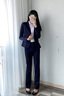 普妮姿西裝套裝女春秋新款職業(yè)裝修身工作服氣質(zhì)大學(xué)生面試白領(lǐng)商務(wù)正裝 單件黑色西裝 L 【建議：100-109斤】 曬單實拍圖