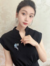 唐后（TH）高檔奢華四葉草胸針女奧地利水晶胸花西裝別針配飾老師禮物女 牛仔藍色 曬單實(shí)拍圖