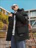 紡布者冬季潮中長(zhǎng)款連帽棉衣外套男大碼胖子加肥加大保暖加厚棉服 黑色 4XL （200-225斤） 曬單實(shí)拍圖