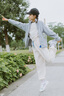 巴拉巴拉童裝兒童褲子春秋裝女童休閑長(cháng)褲運動(dòng)時(shí)尚愛(ài)心潮 糯米白10503 160 cm 曬單實(shí)拍圖