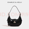 CHARLIE&KELLI CK品牌包包女包2025新款三角扣新月包腋下包單肩斜挎女生日禮物 黑色【京倉配送 贈禮袋+賀卡】 曬單實(shí)拍圖