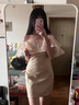 燕潯女神范小禮裙荷葉邊吊帶裙女2025夏季亮閃閃一字肩A字裙 香檳色 L (建議110-125斤) 曬單實拍圖