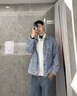 雅鹿春秋季牛仔外套男ins潮牌港風復古寬松大碼高級感春秋款夾克上衣 淺藍色 XL 【建議體重120-140斤】 曬單實拍圖