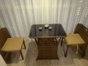 紫叶阳台小桌椅 一桌两椅家用小户型茶几创意简约收纳组合藤椅三件套 经典款 深棕75x55，【配坐垫】 实拍图