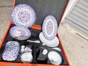 陶沁泉青花玲瓏復古風景德鎮(zhèn)骨瓷高檔餐具整套碗盤碗筷青花瓷喬遷之喜 青花釉里紅玲瓏餐具 68頭 曬單實拍圖