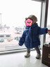 齊齊熊（ciciibear）蓄熱男童羽絨服冬季連帽兒童保暖冬裝女寶寶面包服三防外套加厚 煙雨藍短款-白鴨絨-男女同款 110 充絨量短款100g/長(cháng)款147g 曬單實(shí)拍圖