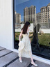 珂卡芙（KEKAFU）法式瑪麗珍鞋女鞋仙女風(fēng)平底單鞋子女優(yōu)雅珍珠淺口小皮鞋女伴娘鞋 米白 跟高2.8cm 37 曬單實拍圖