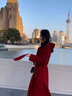 LISCN新款羊毛大衣2025秋冬寬松氣質(zhì)連帽長(cháng)款系帶外套雙面毛呢紅色大衣 紅色 M 曬單實(shí)拍圖