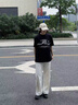 Foss Phil冰絲褲子男春夏季薄款高級感寬松垂感直筒休閑褲CK2558白色XL 曬單實(shí)拍圖