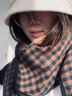 Lagur文藝書(shū)卷氣丨「麻紡棕」100%美麗諾羊毛三角加厚圍巾披肩兩用女冬 藍棕格紋 98*142cm 曬單實(shí)拍圖