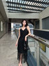 Mandy Zhang黑色流蘇吊帶連衣裙輕奢高級感禮服夏天女裝2024年夏季新款氣質(zhì) 燕尾黑 S 160/84A 曬單實拍圖