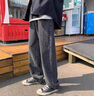 NEW OR MODE美式潮牌復古牛仔褲男春秋季加絨直筒潮流褲港風(fēng)ins寬松闊腿長(cháng)褲 黑色 XL 曬單實(shí)拍圖