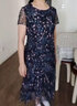 奧絲婕（Aosijie）連衣裙女2025年夏季新款中年媽媽時尚氣質(zhì)減齡大碼雪紡碎花裙子 藍(lán)花色 L 【建議95-110斤】 曬單實拍圖