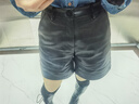 茵曼（INMAN）【商場(chǎng)同款】啞光PU皮褲2024春秋女裝新款后腰松緊小A顯瘦短褲 黑色 26 曬單實(shí)拍圖