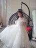 小咔衣濃女童禮服公主裙花童婚紗小女孩高端鋼琴表演演出服兒童主持人秋 香檳色長(cháng)款 140 曬單實(shí)拍圖