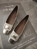 康莉（COMELY）水鉆方扣單鞋女春季新款真皮牛皮低跟法式金色平底鞋子 淺金色 38 曬單實(shí)拍圖