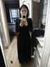 西遇（Westlink）赫本風(fēng)黑色針織毛衣連衣裙2023秋冬新款小個(gè)子法式高級感長(cháng)裙 黑色 M (160) 曬單實(shí)拍圖