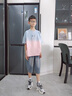 G.DUCKKIDS男童夏裝短袖t恤漸變半袖上衣洋氣2025年新款兒童裝大童帥氣潮流 粉色漸變【領子包邊】 160 建議身高150-160 曬單實拍圖