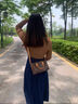 香港專(zhuān)柜真皮波士頓枕頭包包女式2025新款春夏時(shí)尚老花手提斜挎包 大號25cm 曬單實(shí)拍圖