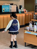 英氏（YEEHOO）女童外套兒童棒球服中大童裝學院風上衣休閑時尚秋裝 深藍 120 曬單實拍圖