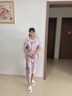 莫代爾媽媽睡衣女夏季新款冰絲薄款短袖七分褲夏天薄款中老年家居服套裝 1929花銀色 L 建議95-115斤 曬單實拍圖