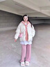 CTOX韓版拼色加厚連帽假兩件ins中長(zhǎng)款棉服女冬季新款學(xué)生棉衣外套潮 杏色  M 105-120斤 曬單實(shí)拍圖