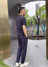 羅蒙（ROMON）父親節(jié)禮物兩件套爸爸短袖t恤夏季短袖運動套裝中年彈力冰絲休閑 藏青 【短袖+長褲】 180/92A 建議130-150斤 曬單實拍圖