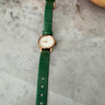 時(shí)仕（SEURE）適用Lola表帶rose小綠表表帶女款真皮手表帶阿瑪尼dw細表鏈皮帶 綠色竹節紋款 10mm 曬單實(shí)拍圖