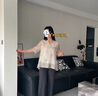 楚慕（CHUMU）中年媽媽裝夏季50歲洋氣T恤大碼服裝中老年女裝夏裝時(shí)尚小衫上衣 米色上衣 2XL (建議110-125斤) 曬單實(shí)拍圖
