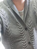 老人頭（LAORENTOU）春秋冬加厚毛衣開衫男韓版潮流豎條紋針織上衣時尚外套真口袋衫 32303灰色 3XL 180斤以上 曬單實拍圖