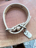 puppytie寵物用品狗狗項圈不勒脖皮質(zhì)泰迪飾品小型中型犬小狗脖圈頸圈牽引 奶油白（請備注名字和家長(cháng)手機） S-(脖圍27.0-34.5cm) 曬單實(shí)拍圖